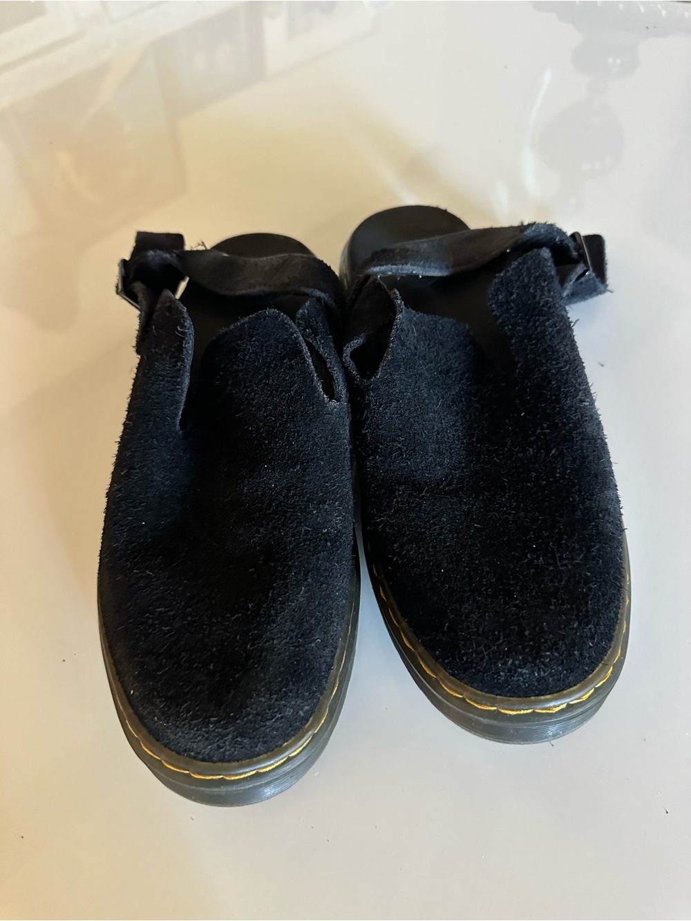 Dr. Martens Black Suede Mary Jane Shoes